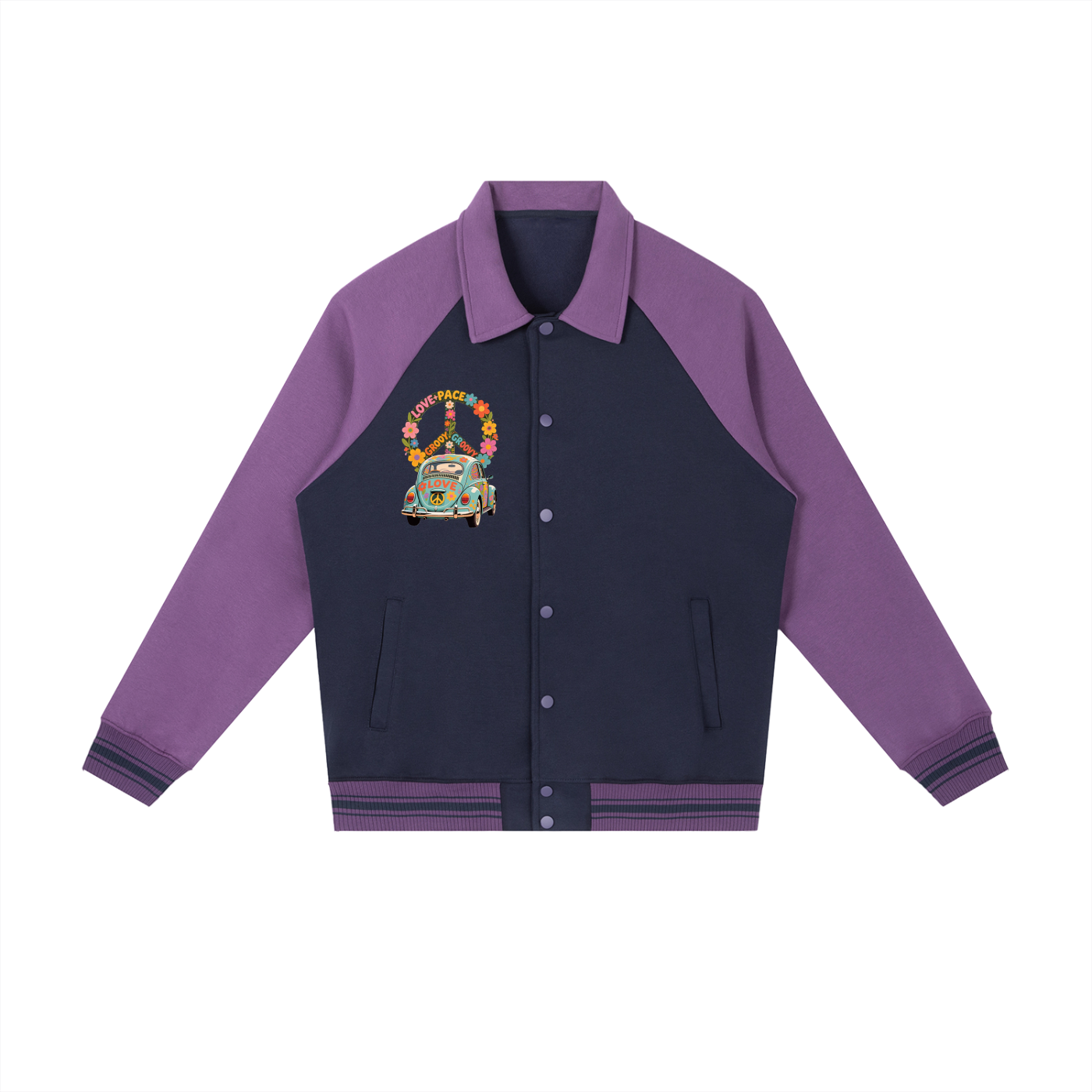 Contrast Raglan Sleeve Baseball Jacket