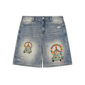 Faded Distressed Baggy Denim Shorts