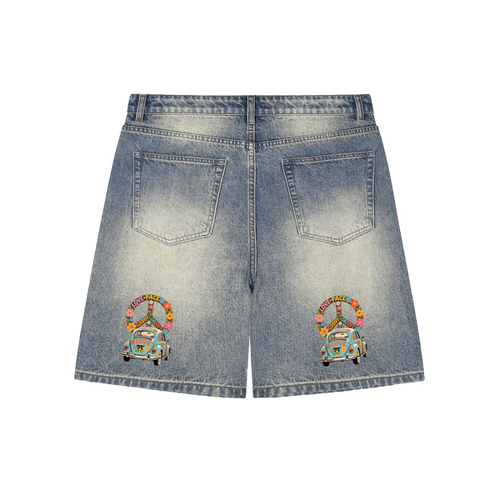 Faded Distressed Baggy Denim Shorts