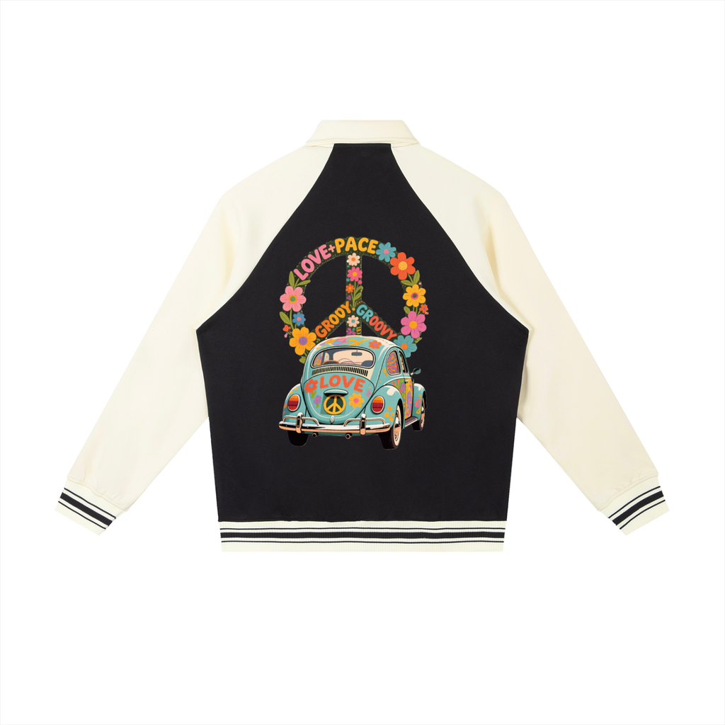 Contrast Raglan Sleeve Baseball Jacket