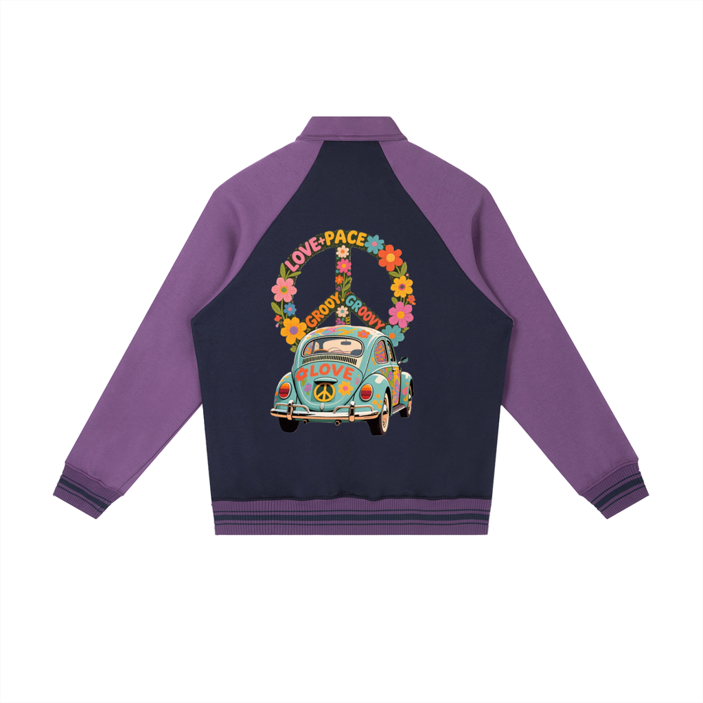 Contrast Raglan Sleeve Baseball Jacket