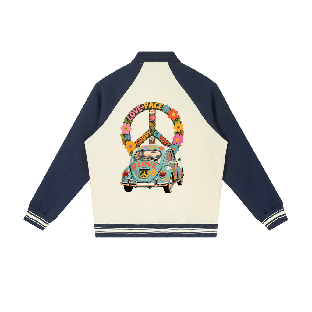 Contrast Raglan Sleeve Baseball Jacket