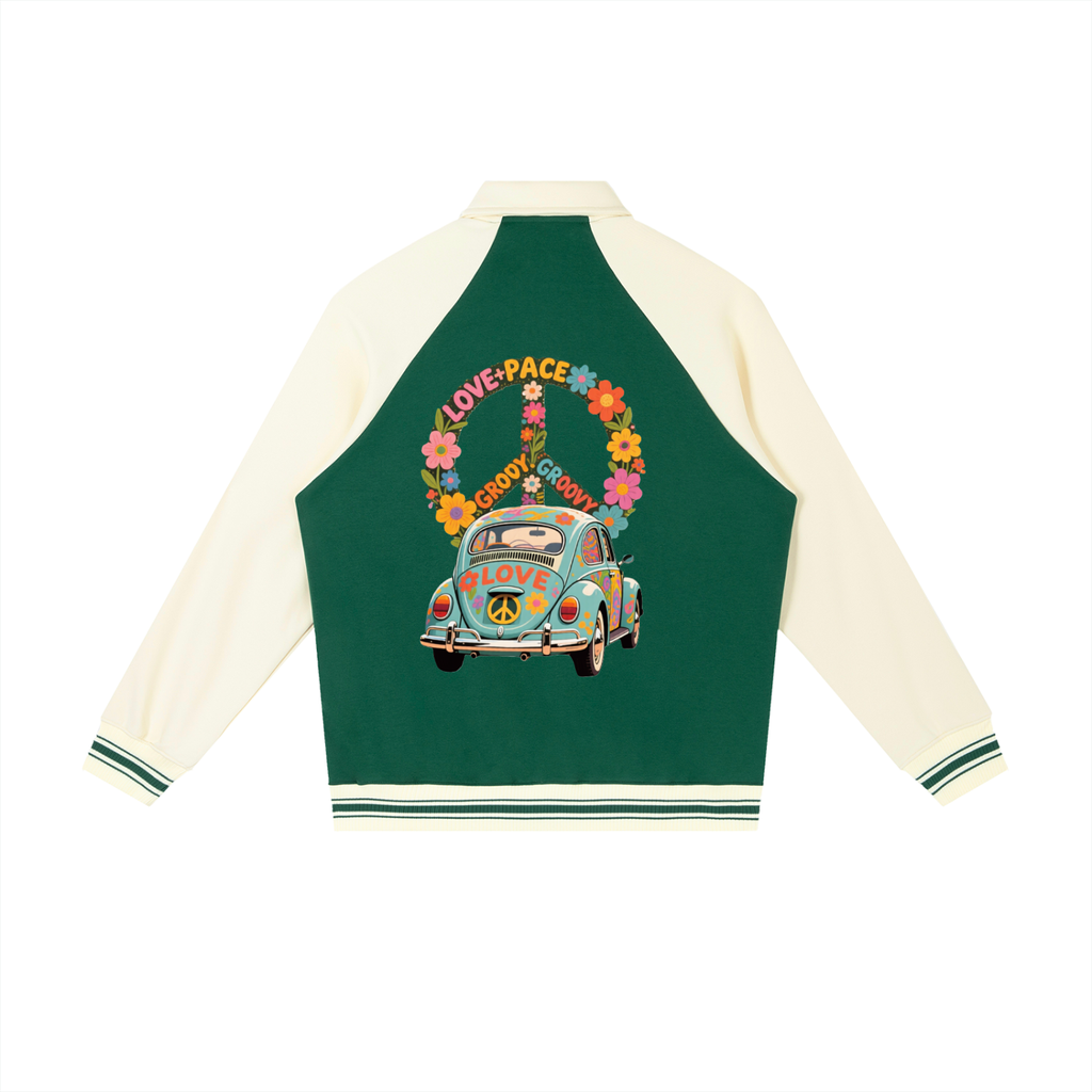 Contrast Raglan Sleeve Baseball Jacket