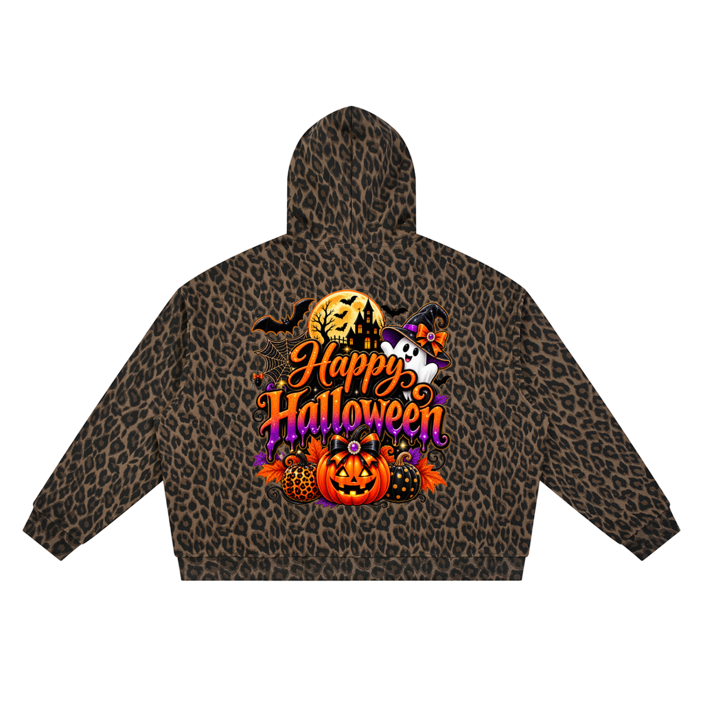 Unisex Leopard Full Zip Hoodie