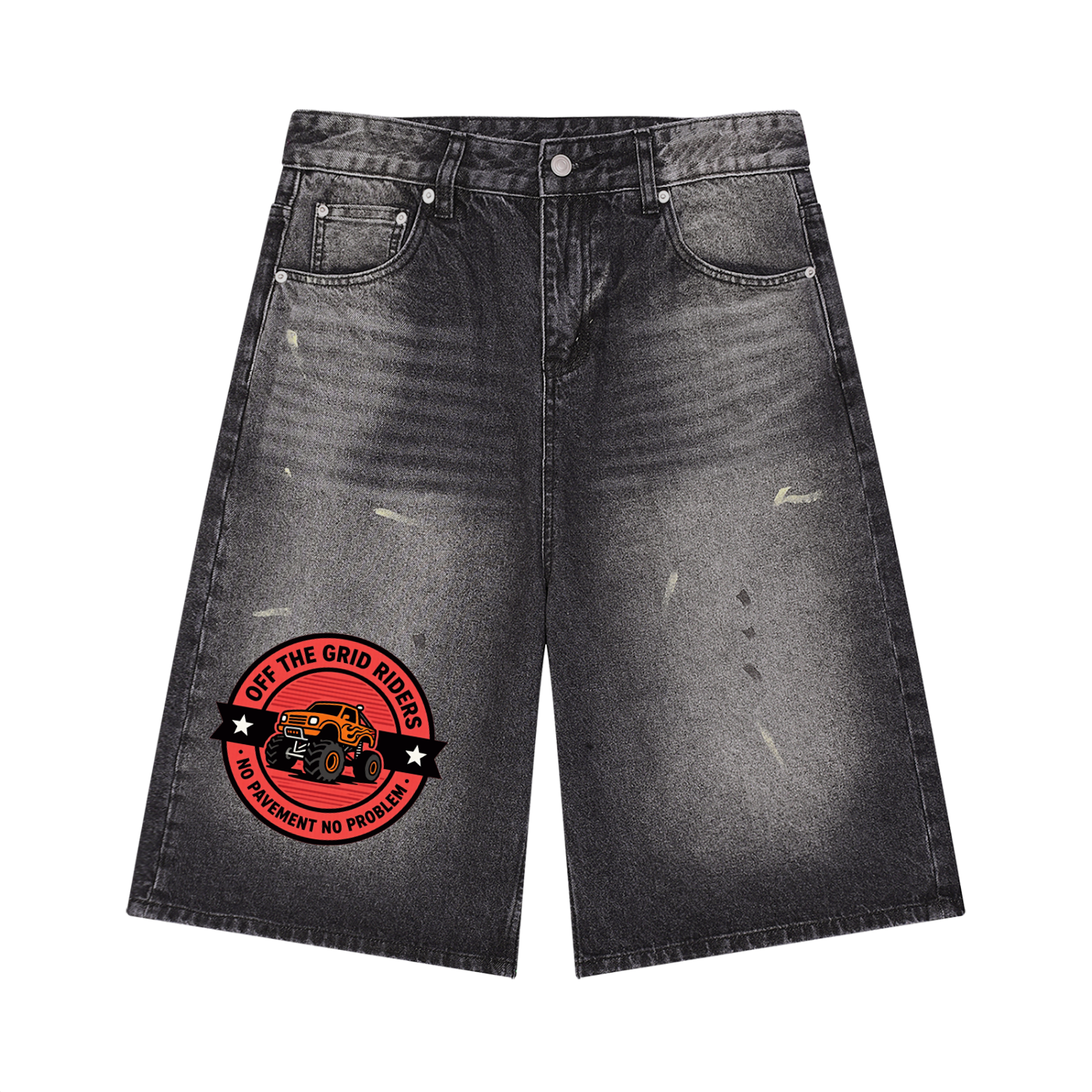 Men’s Vintage Wash Wide Leg Denim Shorts