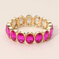 Oval Faceted Stone Beaded Stretch Evening Bracelet