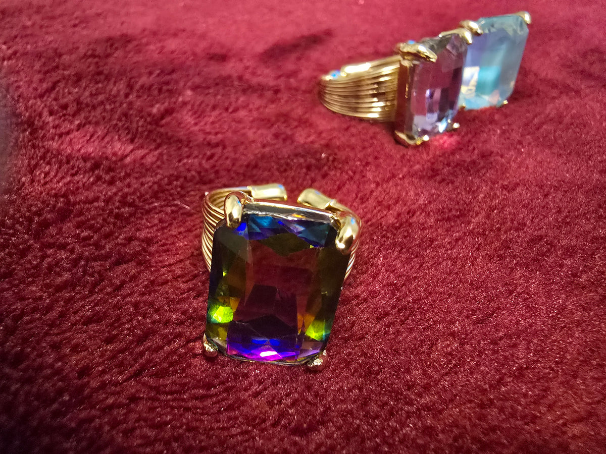 Emerald Cut Stone Adjustable Ring