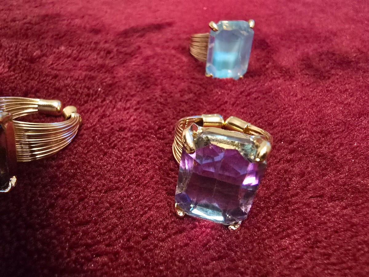 Emerald Cut Stone Adjustable Ring